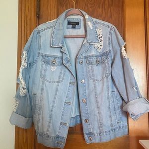 Forever 21 Distressed Light Denim Jacket